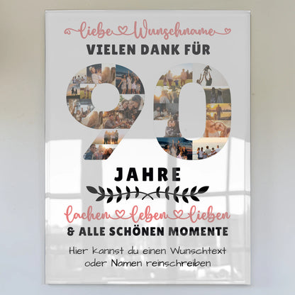 Personalisiertes Acrylglas Bild 90 Geburtstag Für Oma Opa Papa & Mama