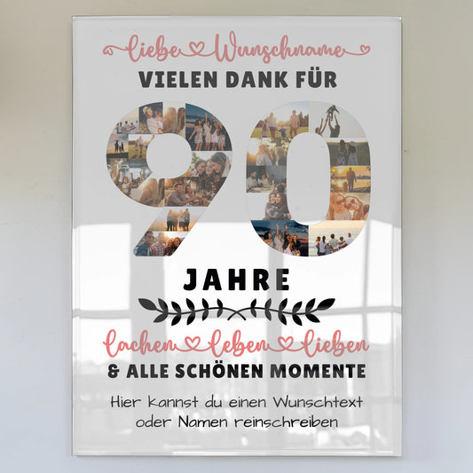 Personalisiertes Acrylglas Bild 90 Geburtstag Für Oma Opa Papa & Mama