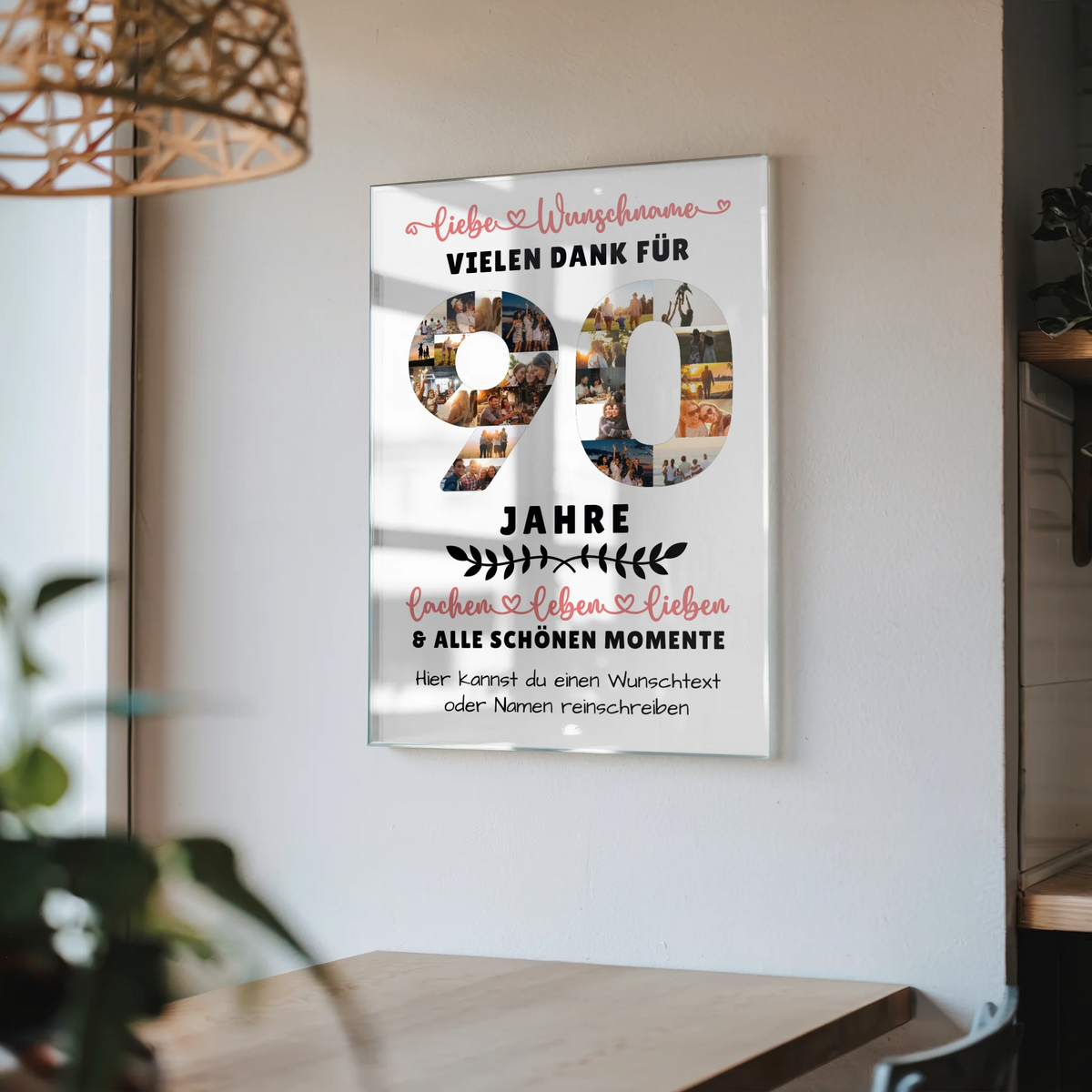 Personalisiertes Acrylglas Bild 90 Geburtstag Für Oma Opa Papa & Mama