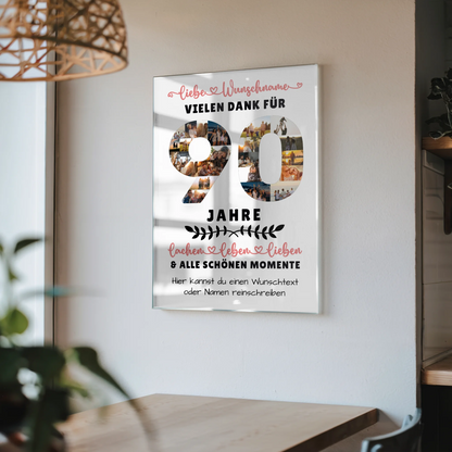 Personalisiertes Acrylglas Bild 90 Geburtstag Für Oma Opa Papa & Mama