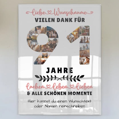 Acrylglasbild Personalisiert 91 Geburtstag Für Opa Oma Papa & Mama