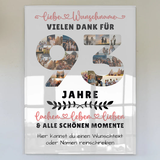 Acrylglas Wandbild Personalisiert 93 Geburtstag Für Opa Oma Mama & Papa
