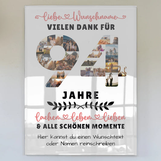 Personalisiertes Acrylglas Wandbild 94 Geburtstag Für Oma Opa Papa & Mama
