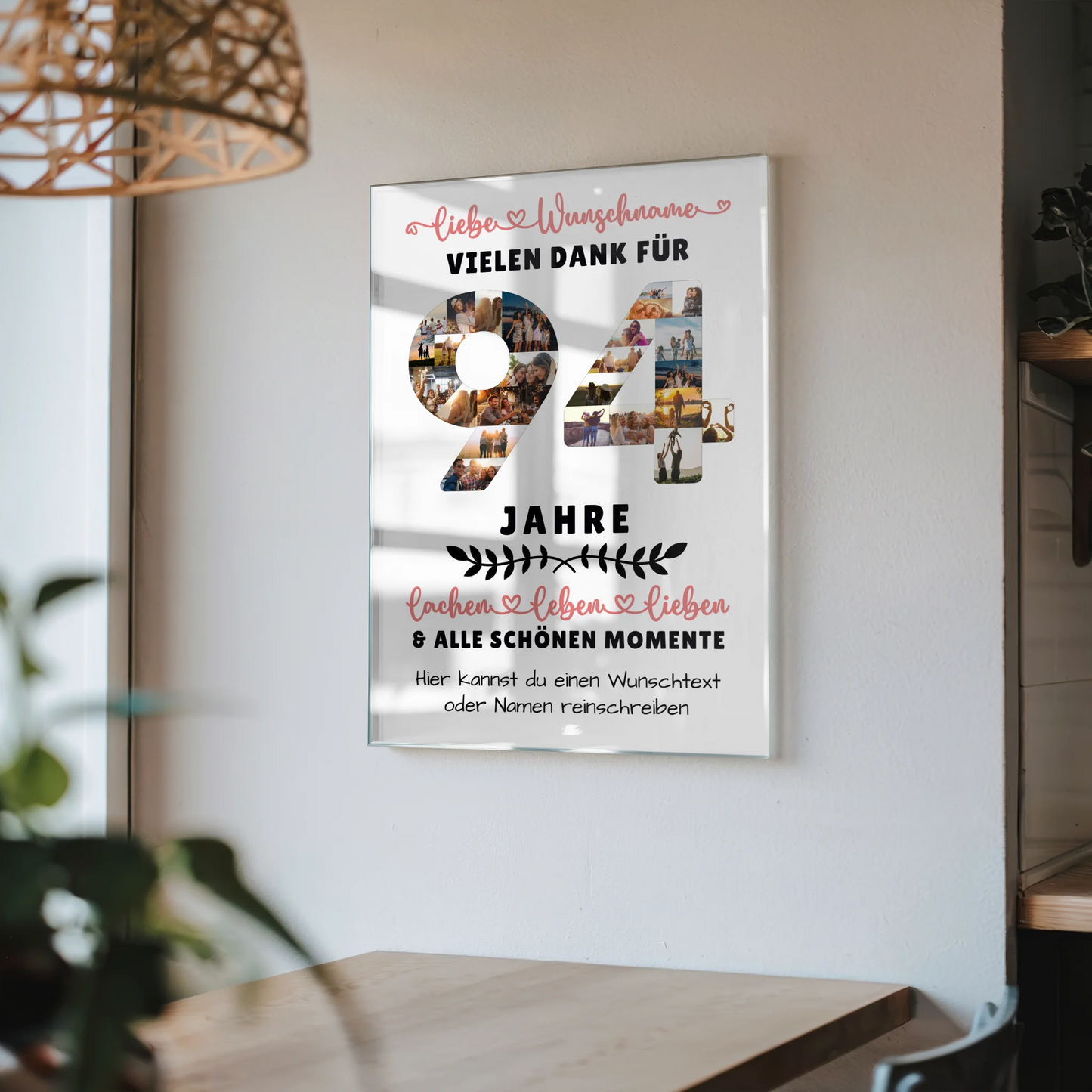 Personalisiertes Acrylglas Wandbild 94 Geburtstag Für Oma Opa Papa & Mama