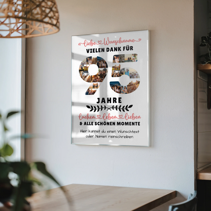 Personalisiertes Acrylglasbild 95 Geburtstag Für Opa Oma Papa & Mama