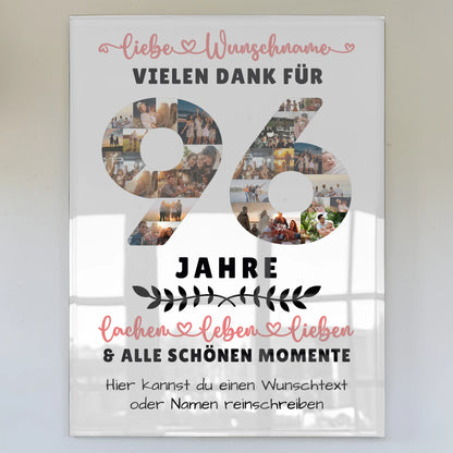 Personalisiertes Acrylglas Bild 96 Geburtstag Für Oma Opa Mama & Papa