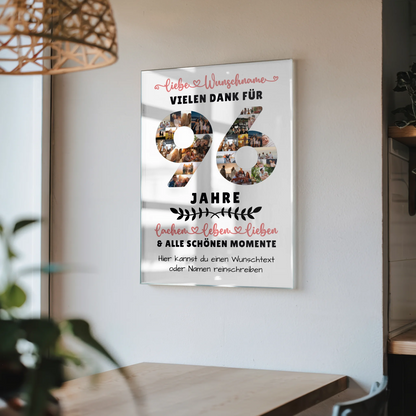 Personalisiertes Acrylglas Bild 96 Geburtstag Für Oma Opa Mama & Papa
