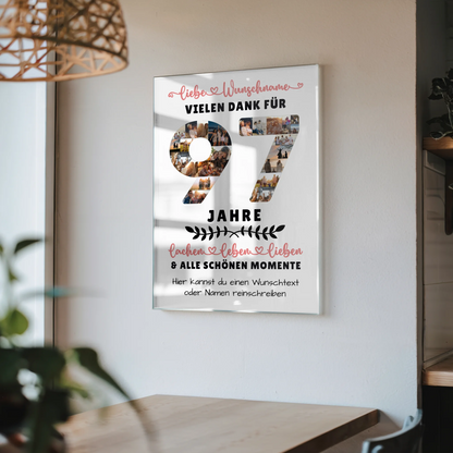 Acrylglasbild Personalisiert 97 Geburtstag Für Opa Oma Mama & Papa