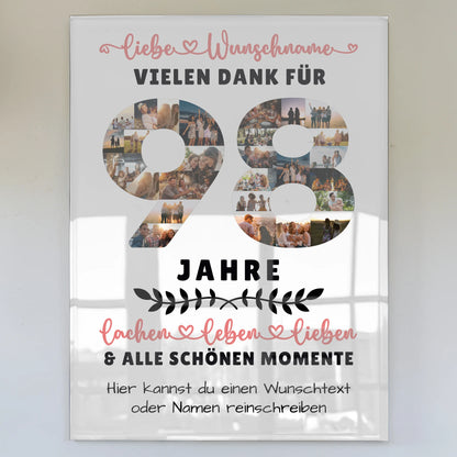 Acrylglas Bild Personalisiert 98 Geburtstag Für Oma Opa Papa & Mama