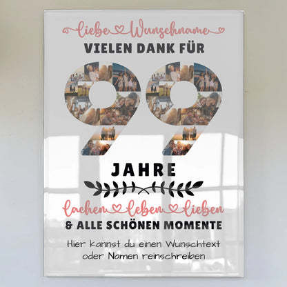 Acrylglas Wandbild Personalisiert 99 Geburtstag Für Opa Oma Papa & Mama