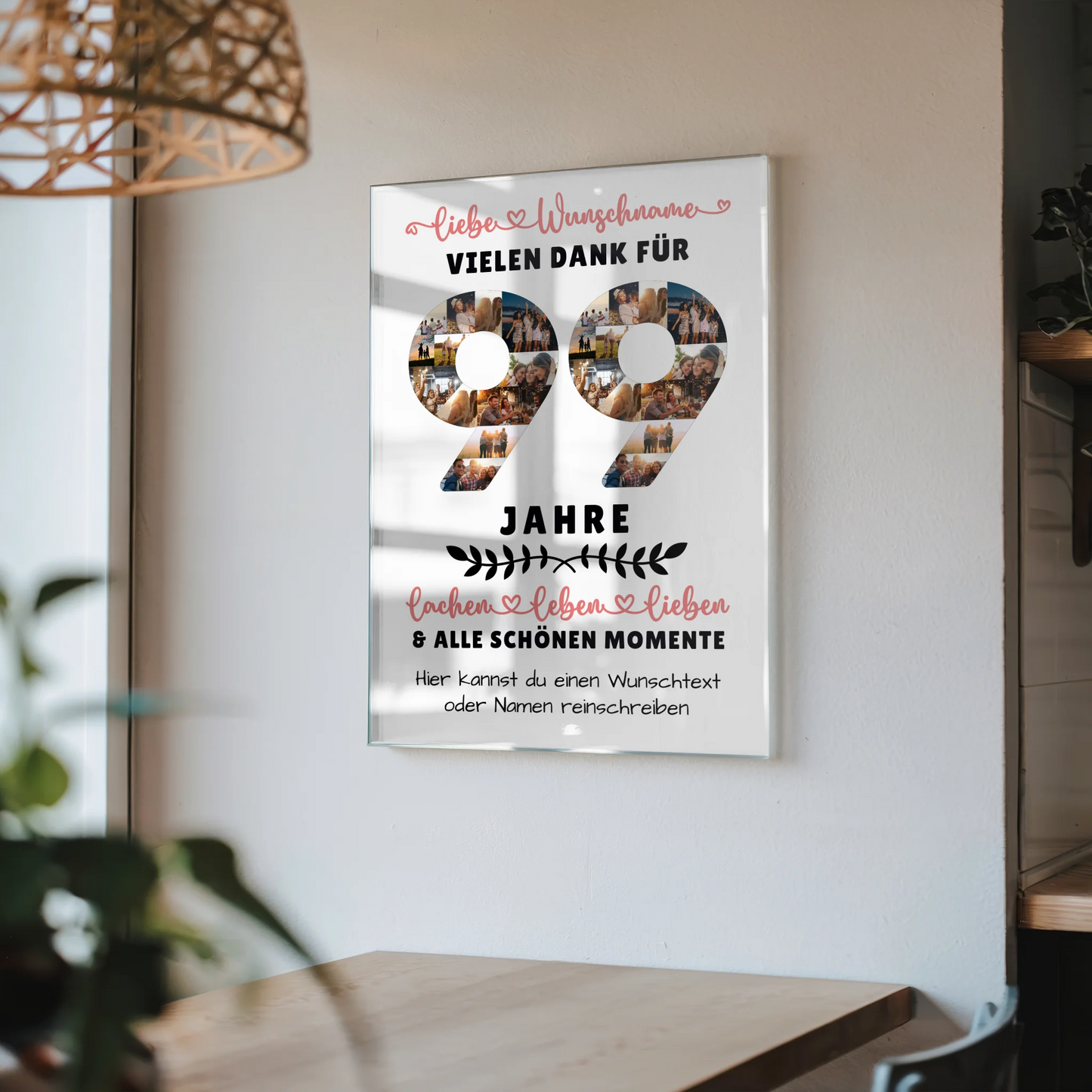 Acrylglas Wandbild Personalisiert 99 Geburtstag Für Opa Oma Papa & Mama