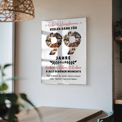 Acrylglas Wandbild Personalisiert 99 Geburtstag Für Opa Oma Papa & Mama
