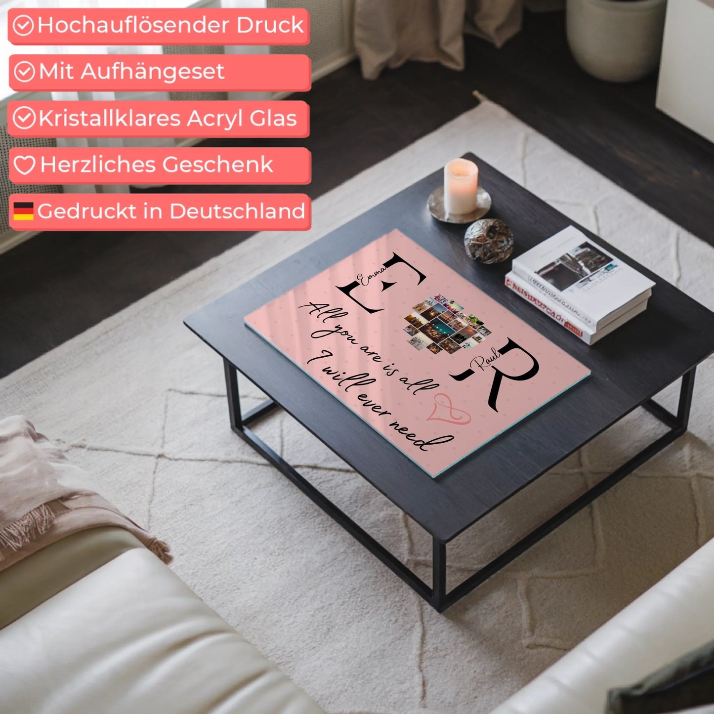 Personalisiertes Acrylglasbild Mit Initialien Namen und Fotos All You Are Is All I Will Ever Need