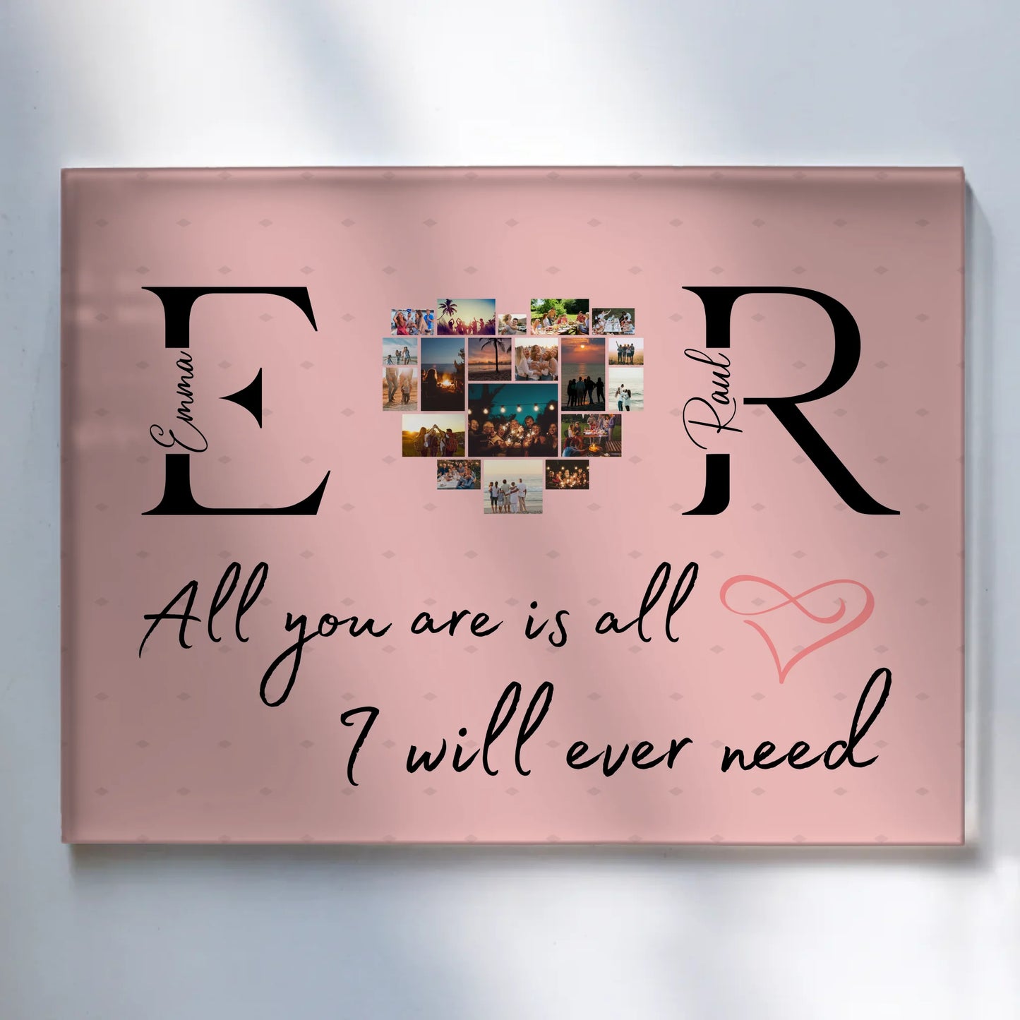 Personalisiertes Acrylglasbild Mit Initialien Namen und Fotos All You Are Is All I Will Ever Need