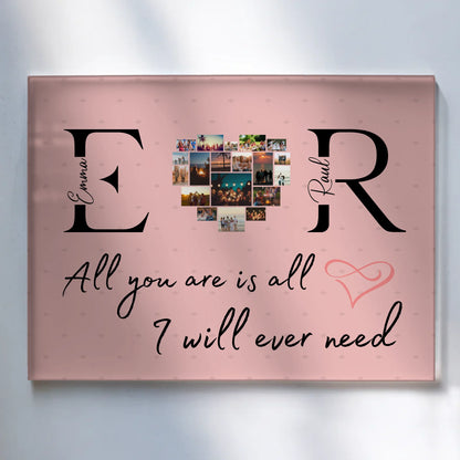 Personalisiertes Acrylglasbild Mit Initialien Namen und Fotos All You Are Is All I Will Ever Need