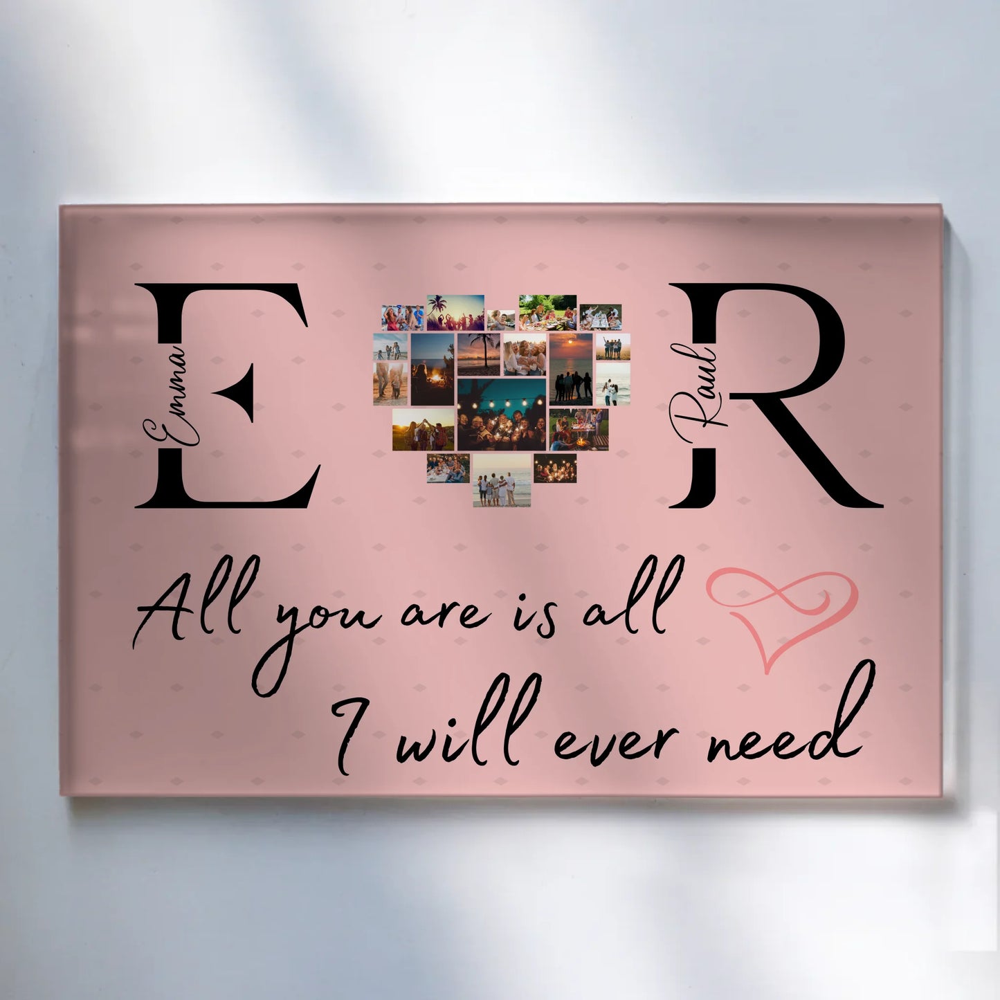 Personalisiertes Acrylglasbild Mit Initialien Namen und Fotos All You Are Is All I Will Ever Need