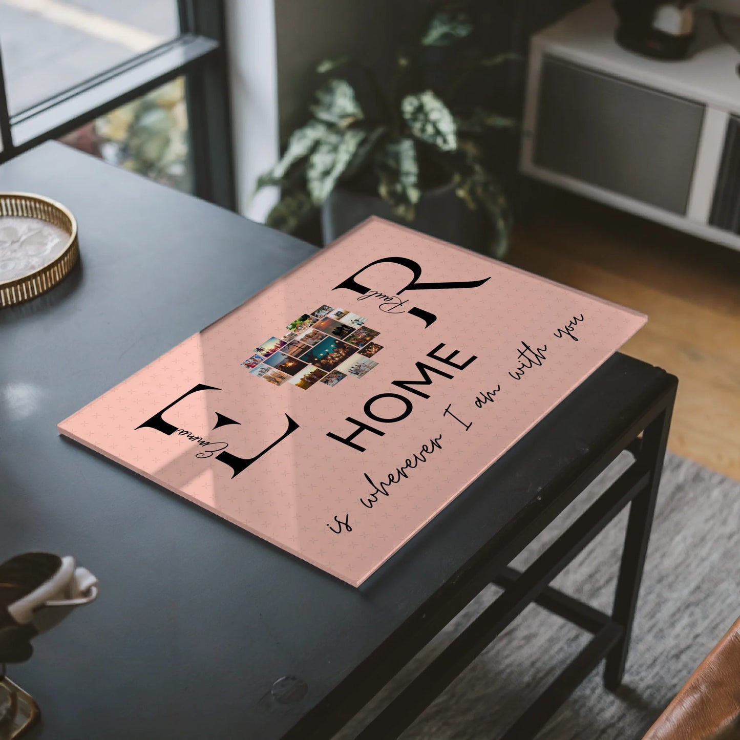 Acrylglasbild Personalisiert Mit Namen Initialien und Fotos Home Is Wherever I Am With You