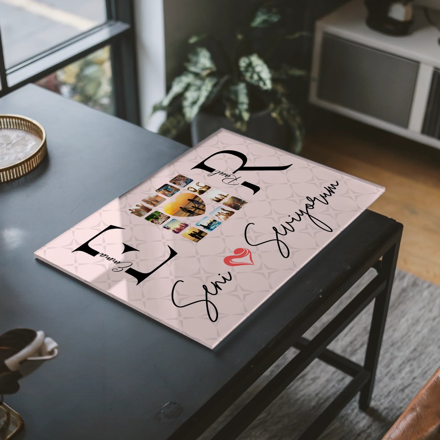 Personalisiertes Acrylglas Wandbild Mit Namen Initialien und Fotos Seni Seviyorum