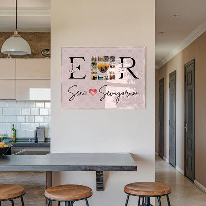 Personalisiertes Acrylglas Wandbild Mit Namen Initialien und Fotos Seni Seviyorum