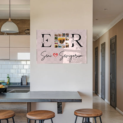 Personalisiertes Acrylglas Wandbild Mit Namen Initialien und Fotos Seni Seviyorum