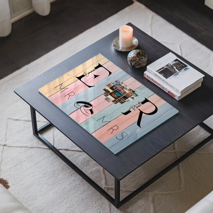 Personalisiertes Acrylglasbild Magnetisch Mit Initialien Namen und Fotos Mr & Mrs