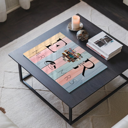 Personalisiertes Acrylglasbild Magnetisch Mit Initialien Namen und Fotos Mr & Mrs