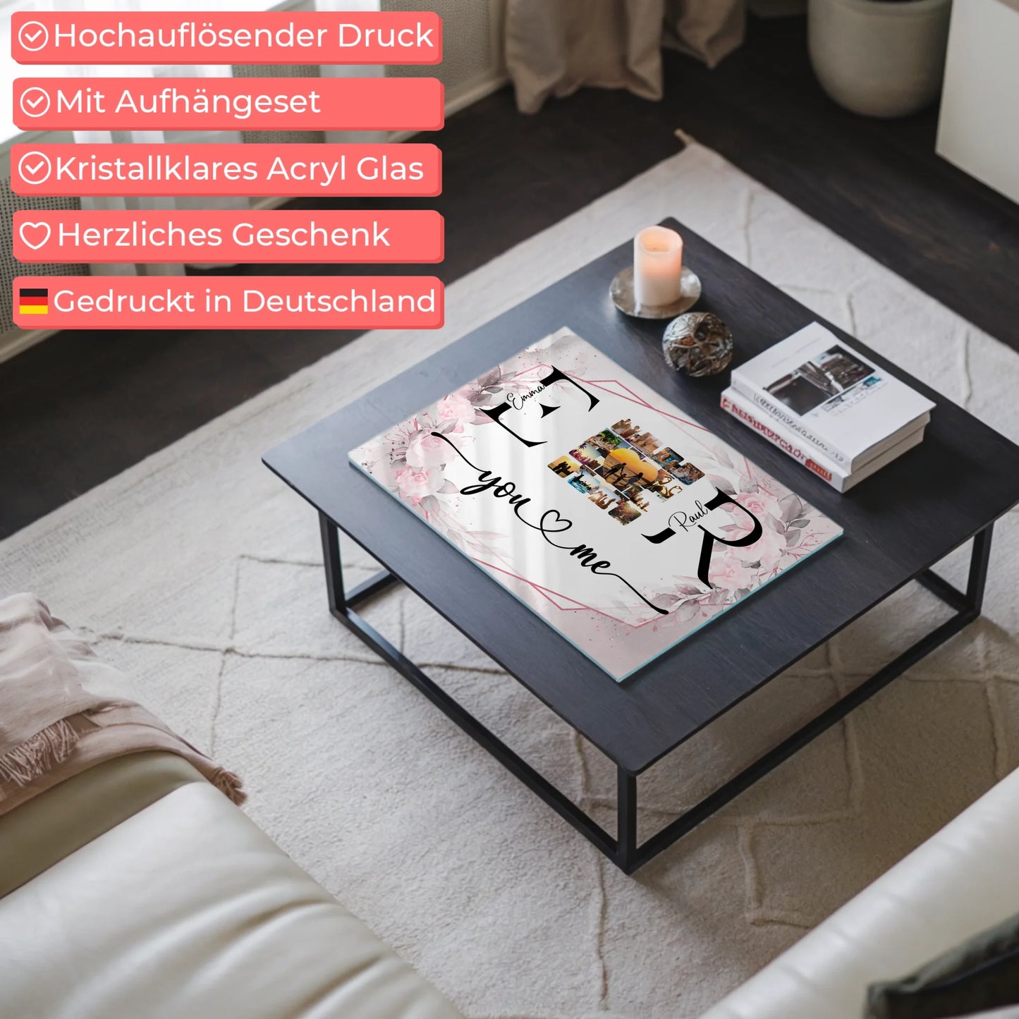 Personalisiertes Acrylglas Bild magnetisch Mit Fotos Initialien und Fotos Collect Moments Not Things