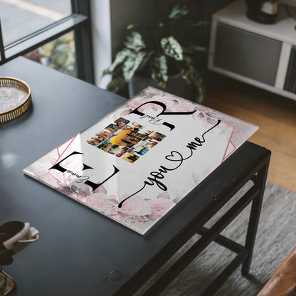 Acrylglasbild Personalisiert magnetisch Mit Namen Initialien und Fotos You & Me