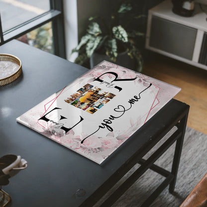 Acrylglasbild Personalisiert magnetisch Mit Namen Initialien und Fotos You & Me