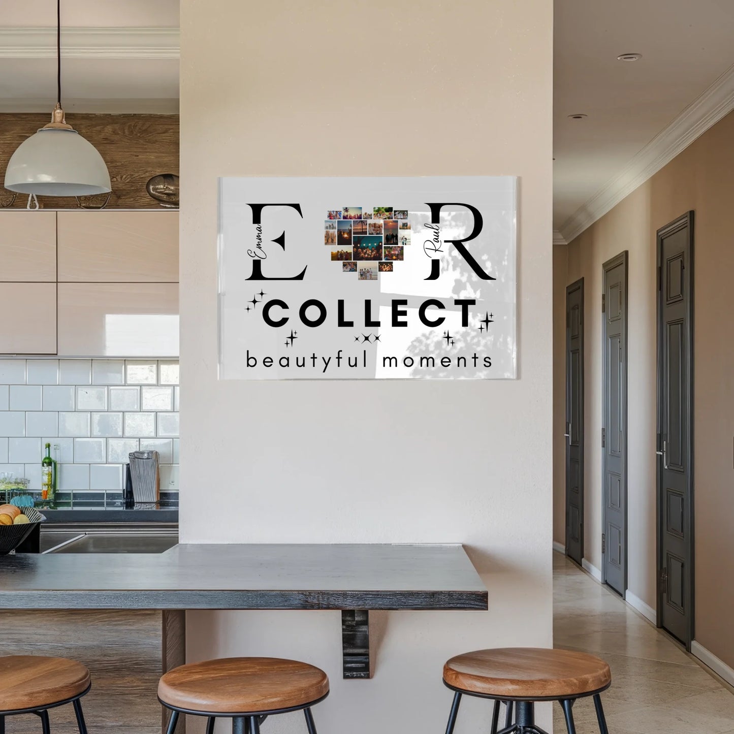 Acrylglas Wandbild Personalisiert magnetisch Mit Fotos Initialien und Fotos Te Amo