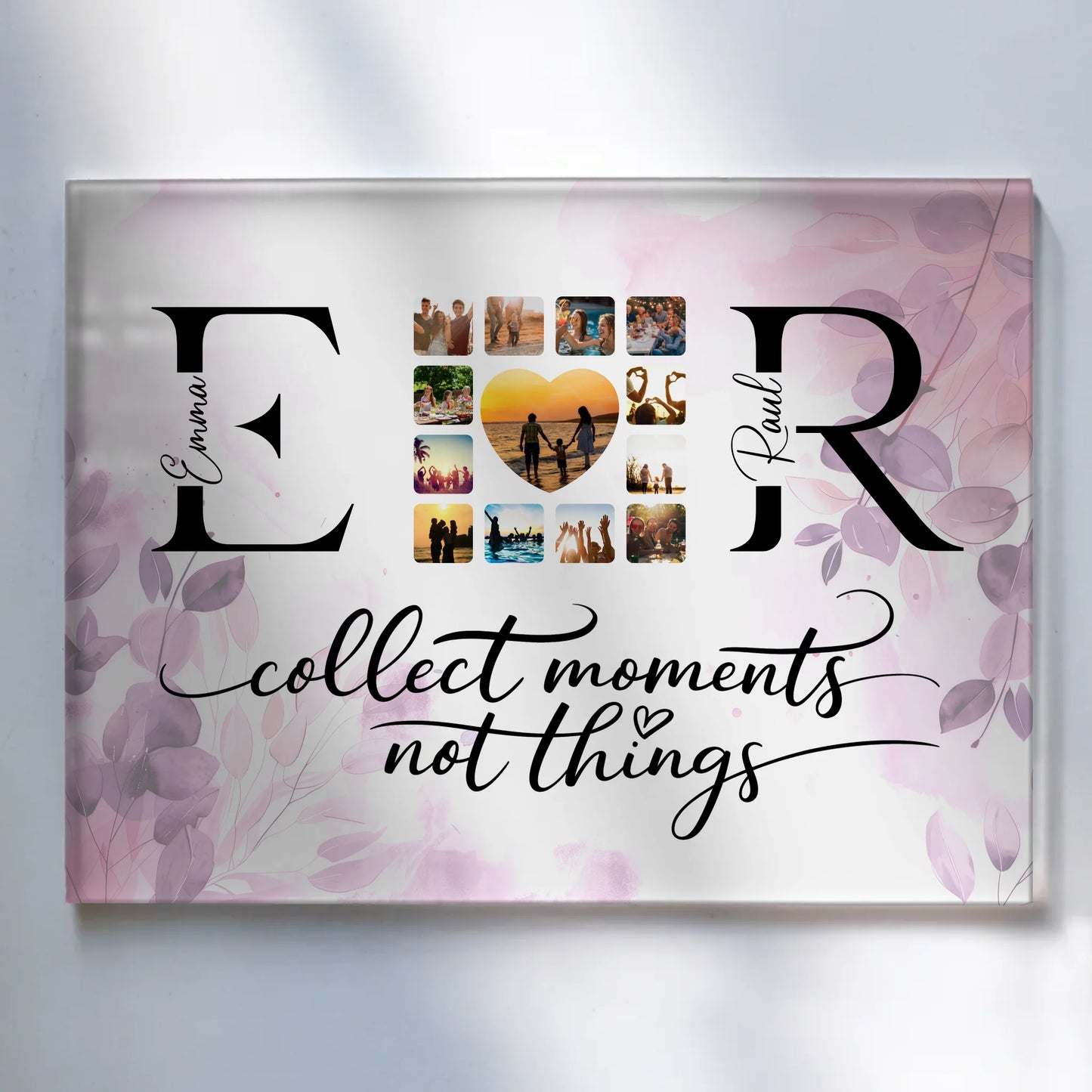 Personalisiertes Acrylglas Wandbild magnetisch Mit Namen Initialien und Fotos Collect Moments