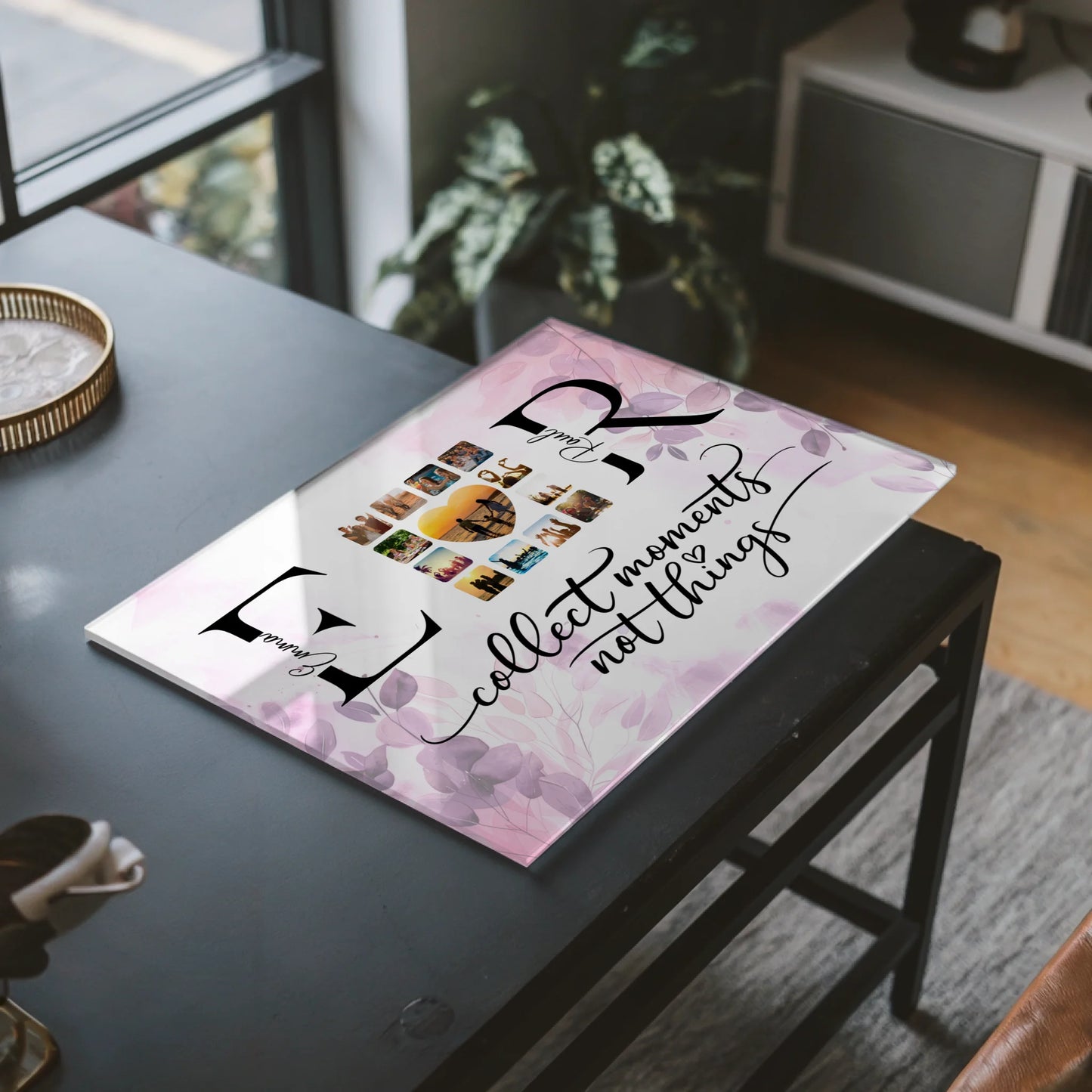 Personalisiertes Acrylglas Wandbild magnetisch Mit Namen Initialien und Fotos Collect Moments