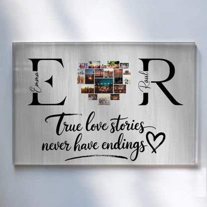 Personalisiertes Acrylglasbild Mit Initialien Namen und Fotos True Love Stories