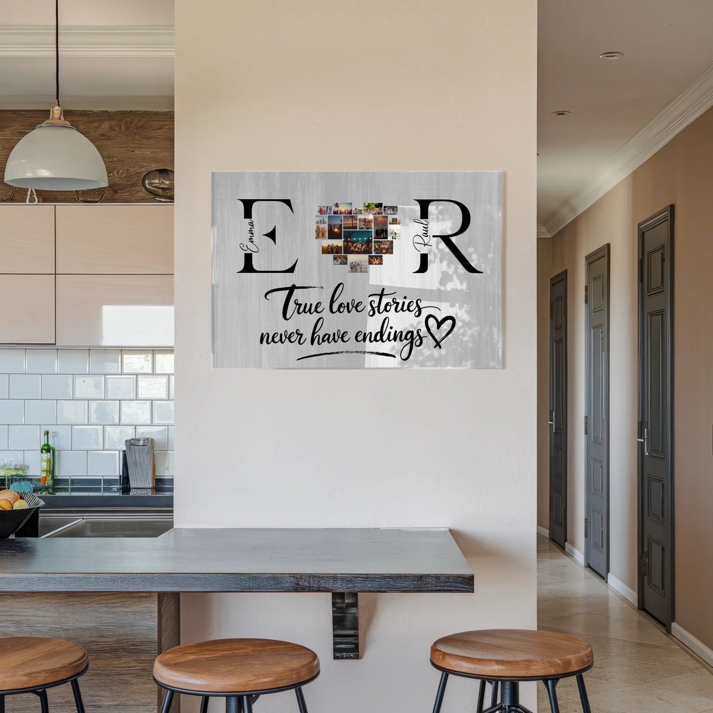 Personalisiertes Acrylglasbild Mit Initialien Namen und Fotos True Love Stories