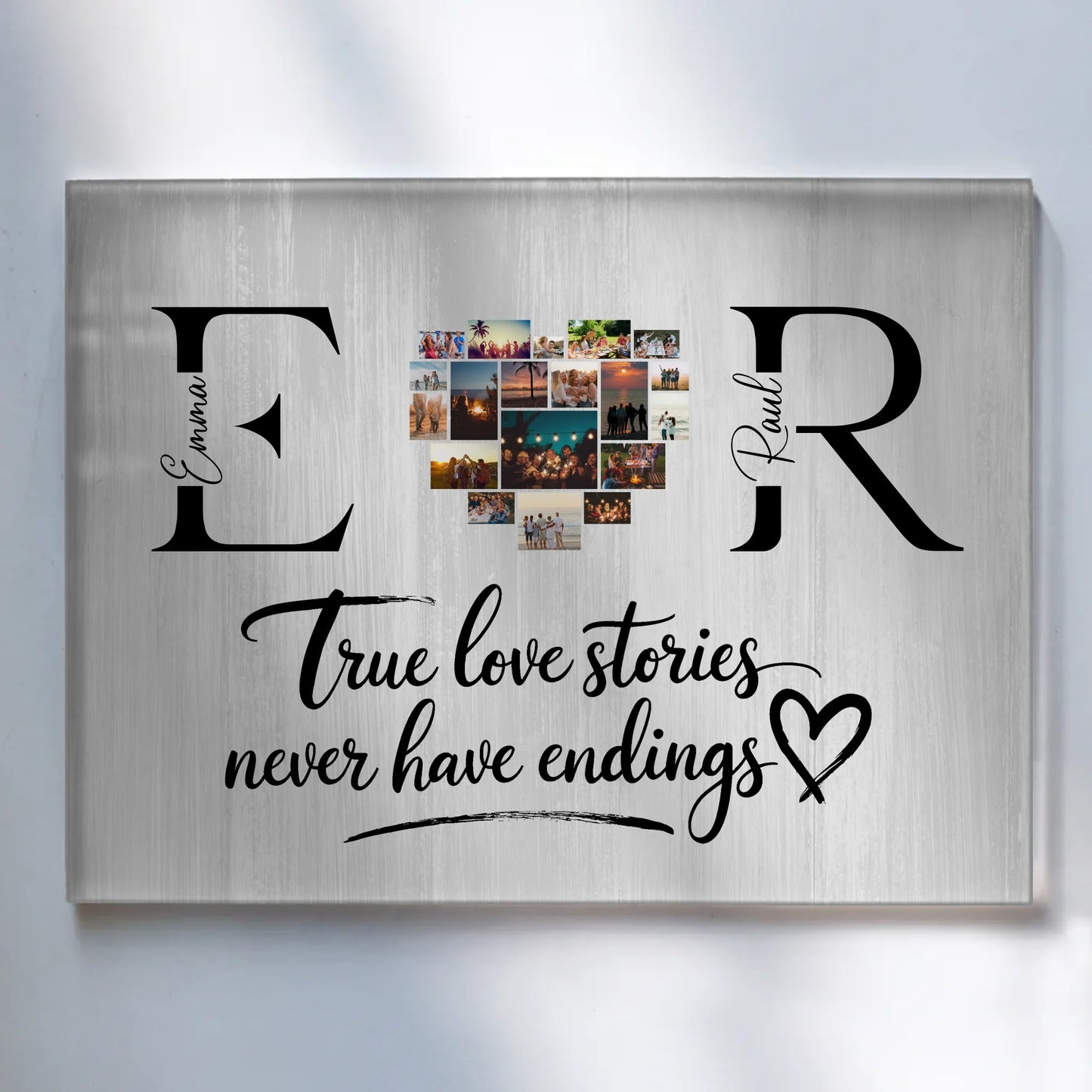 Personalisiertes Acrylglasbild Mit Initialien Namen und Fotos True Love Stories