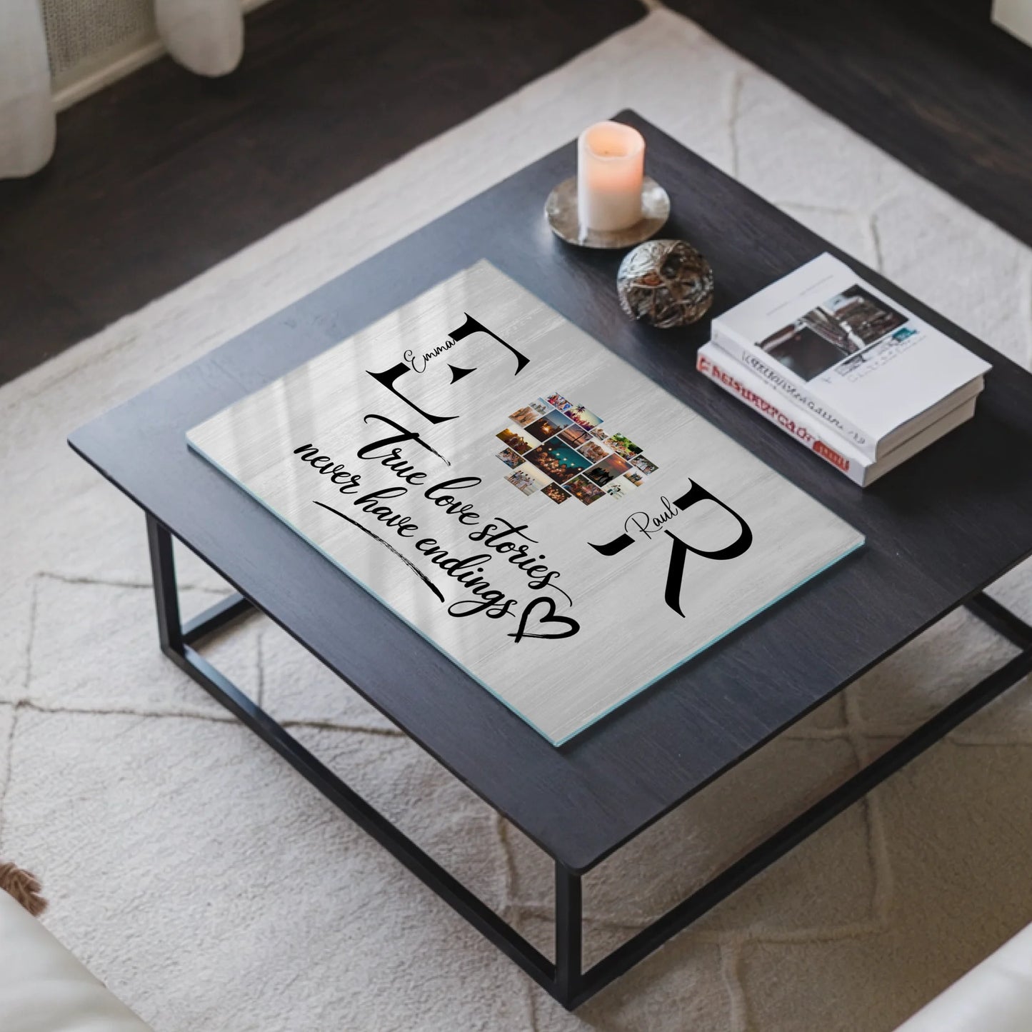 Personalisiertes Acrylglasbild Mit Initialien Namen und Fotos True Love Stories