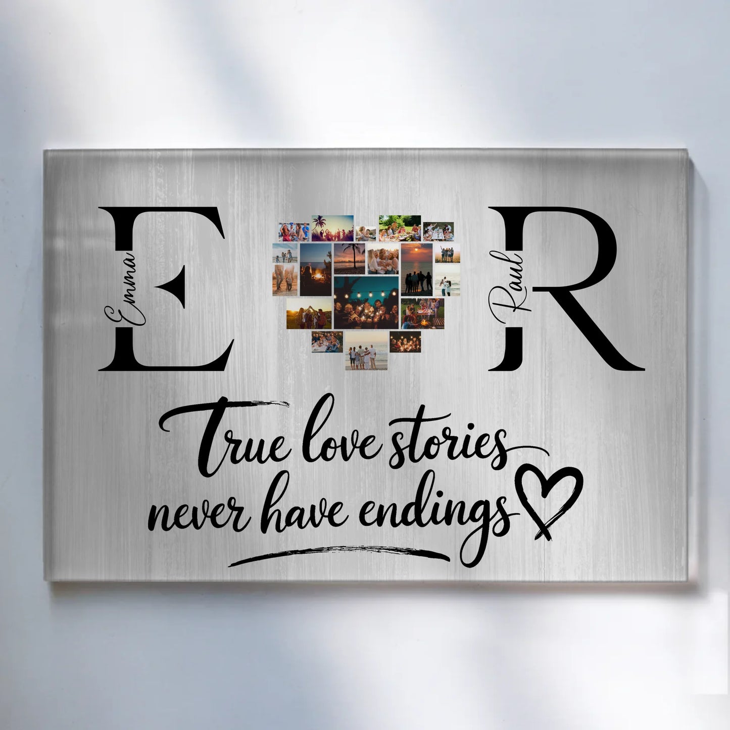 Personalisiertes Acrylglasbild Mit Initialien Namen und Fotos True Love Stories