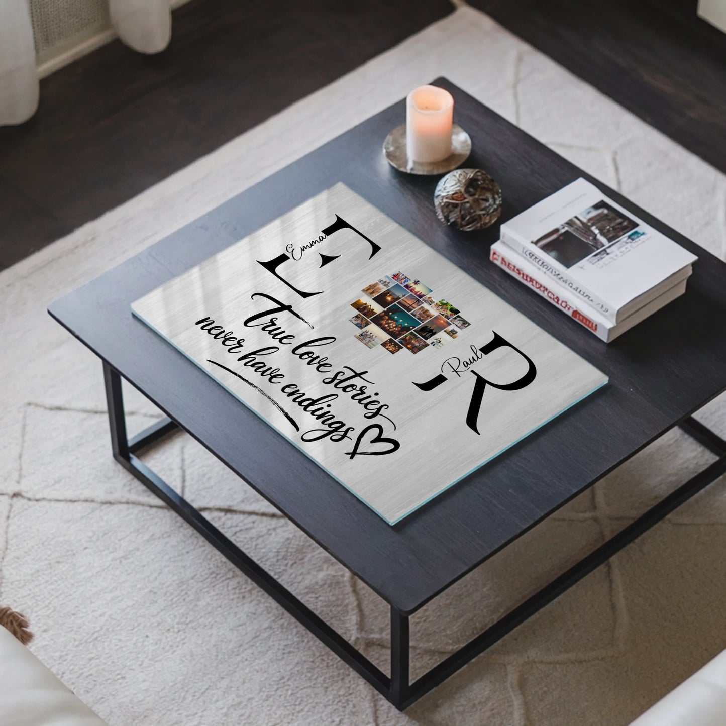 Personalisiertes Acrylglasbild Mit Initialien Namen und Fotos True Love Stories