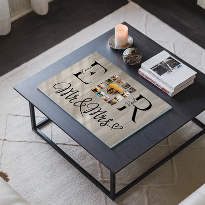 Personalisiertes Acrylglas Bild Mit Fotos Initialien und Fotos Mr & Mrs