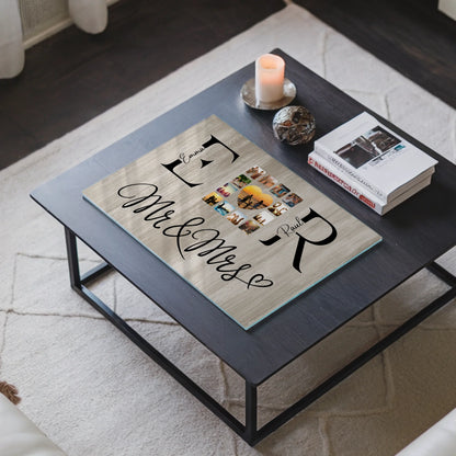 Personalisiertes Acrylglas Bild Mit Fotos Initialien und Fotos Mr & Mrs