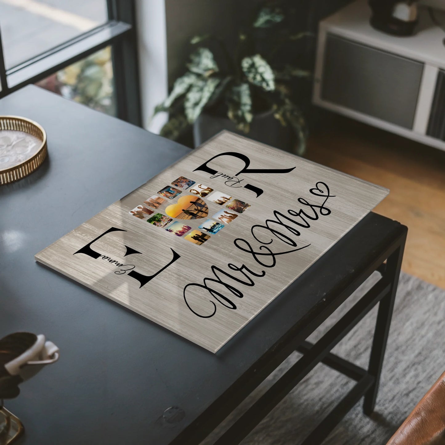 Personalisiertes Acrylglas Bild Mit Fotos Initialien und Fotos Mr & Mrs