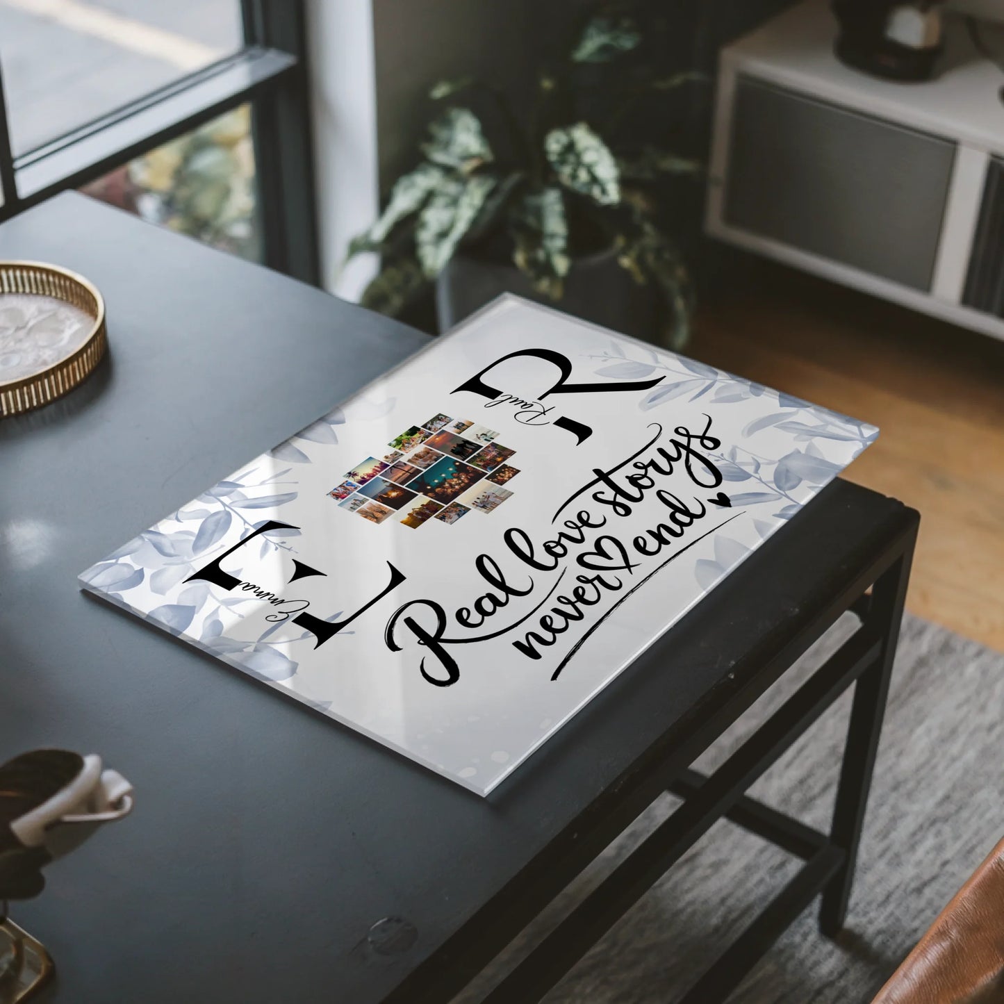 Acrylglasbild Personalisiert Mit Namen Initialien und Fotos Real Love Storys Never End