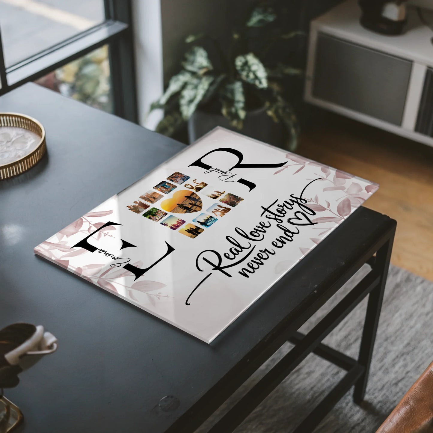 Acrylglas Bild Personalisiert Mit Initialien Namen und Fotos Real Love Storys Never End