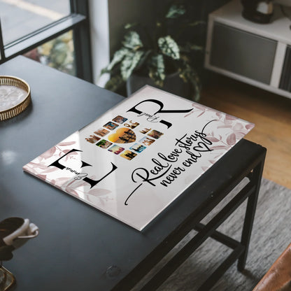 Acrylglas Bild Personalisiert Mit Initialien Namen und Fotos Real Love Storys Never End