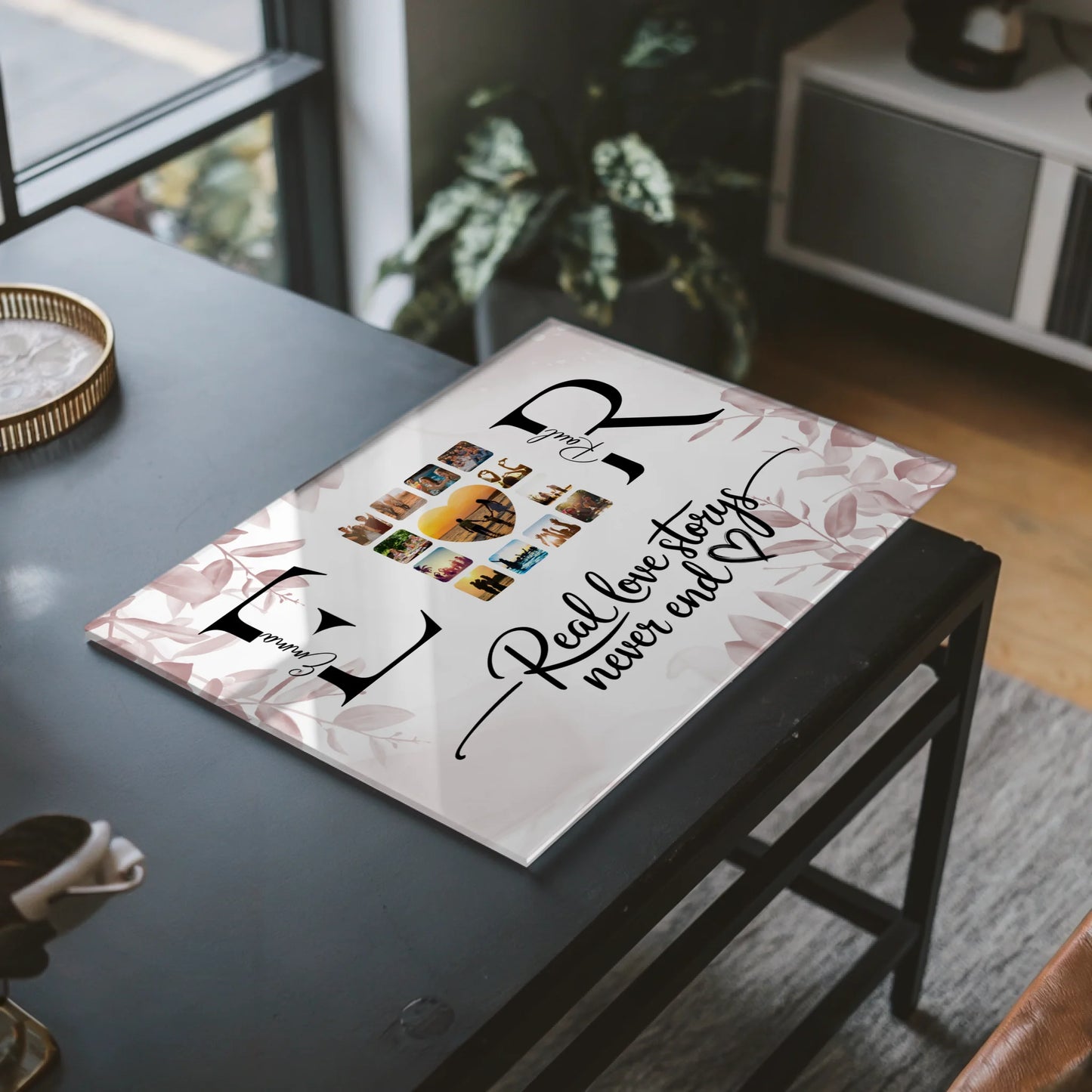 Acrylglas Bild Personalisiert Mit Initialien Namen und Fotos Real Love Storys Never End