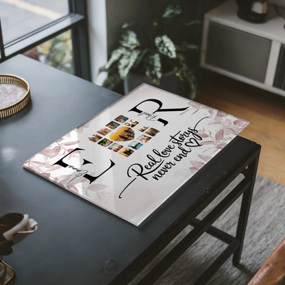 Acrylglas Bild Personalisiert Mit Initialien Namen und Fotos Real Love Storys Never End