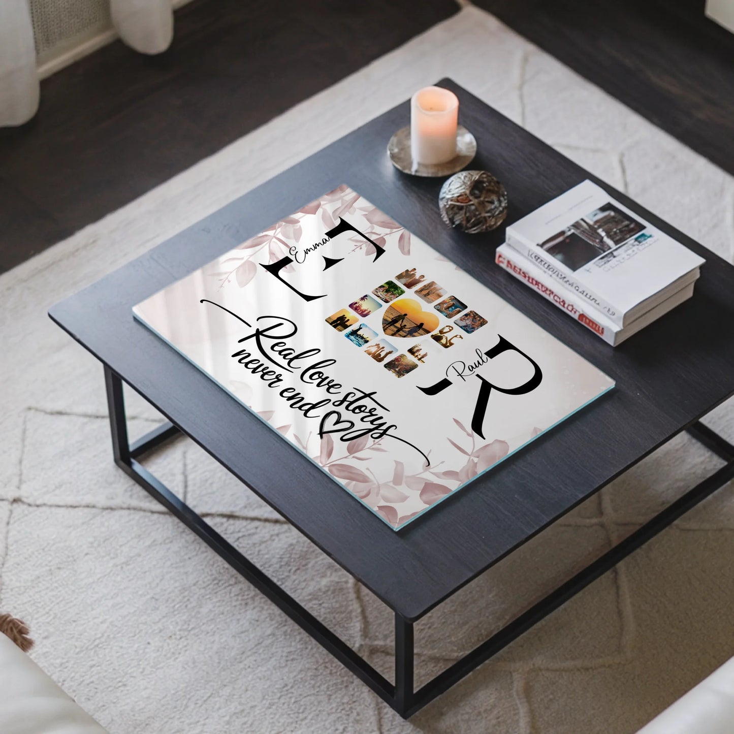 Acrylglas Bild Personalisiert Mit Initialien Namen und Fotos Real Love Storys Never End