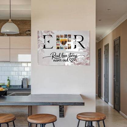 Acrylglas Bild Personalisiert Mit Initialien Namen und Fotos Real Love Storys Never End