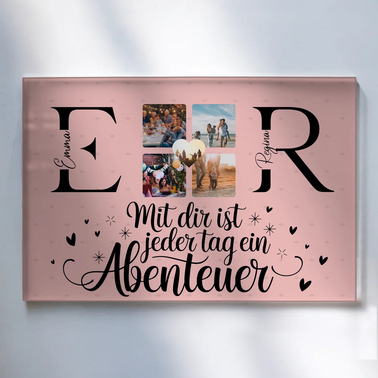 Acrylglas Wandbild Personalisiert mit Initialien Namen und Fotos Geschenk
