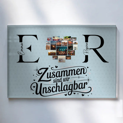 Personalisiertes Acrylglas Wandbild mit Fotos Initialien und Namen Personalisiert